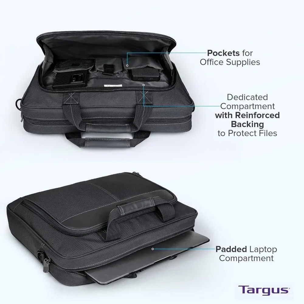 Targus Men's Black Polyester Foam Padded Classic Slim Messenger Bag